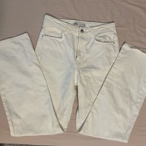 Zara Women's Cream Flare Jeans